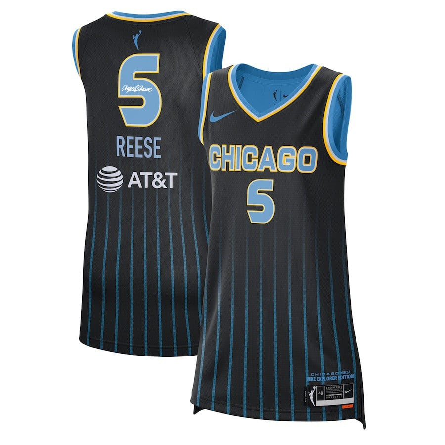 Angel Reese 5 Signed Chicago Sky Unisex Explorer Edition Victory Jersey Black Multicolor