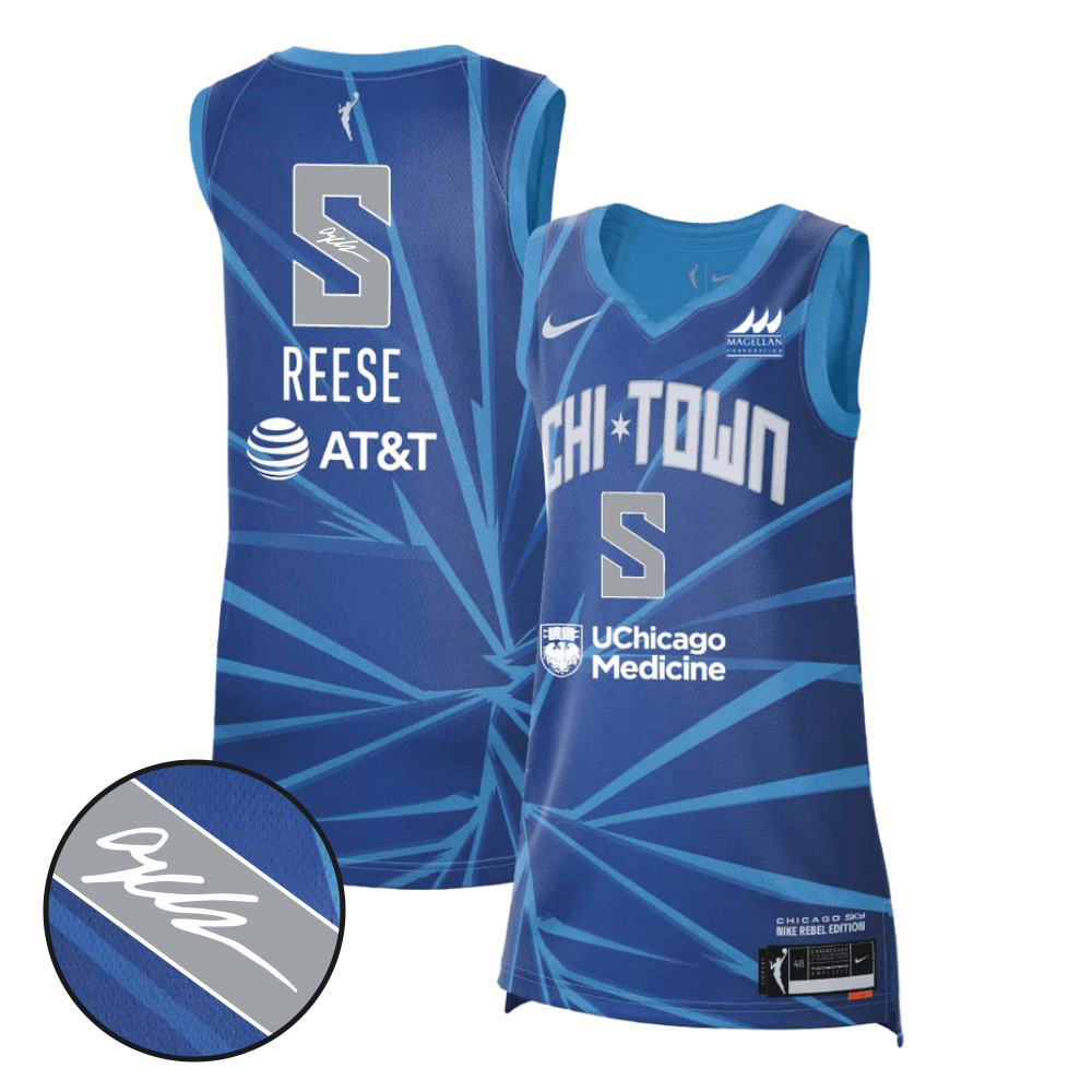 Angel Reese Signed Chicago Sky 2024 Rebel Edition Victory Jersey Unisex Sky Blue Multicolor
