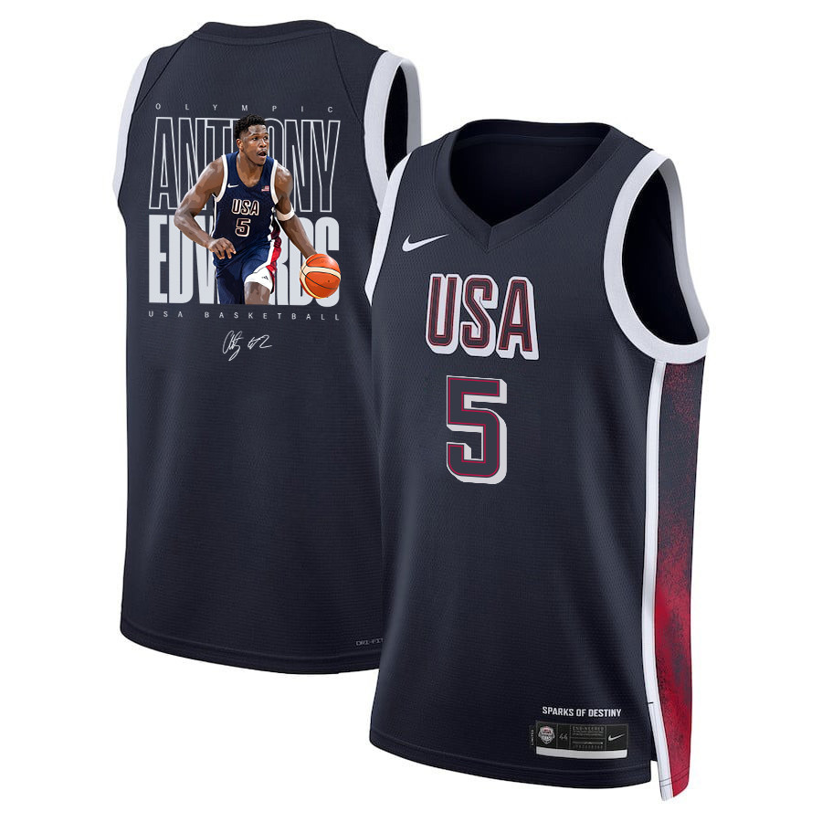 Anthony Edwards 5 Ant-Man USA Basketball 2024 Swingman Jersey Navy Unisex