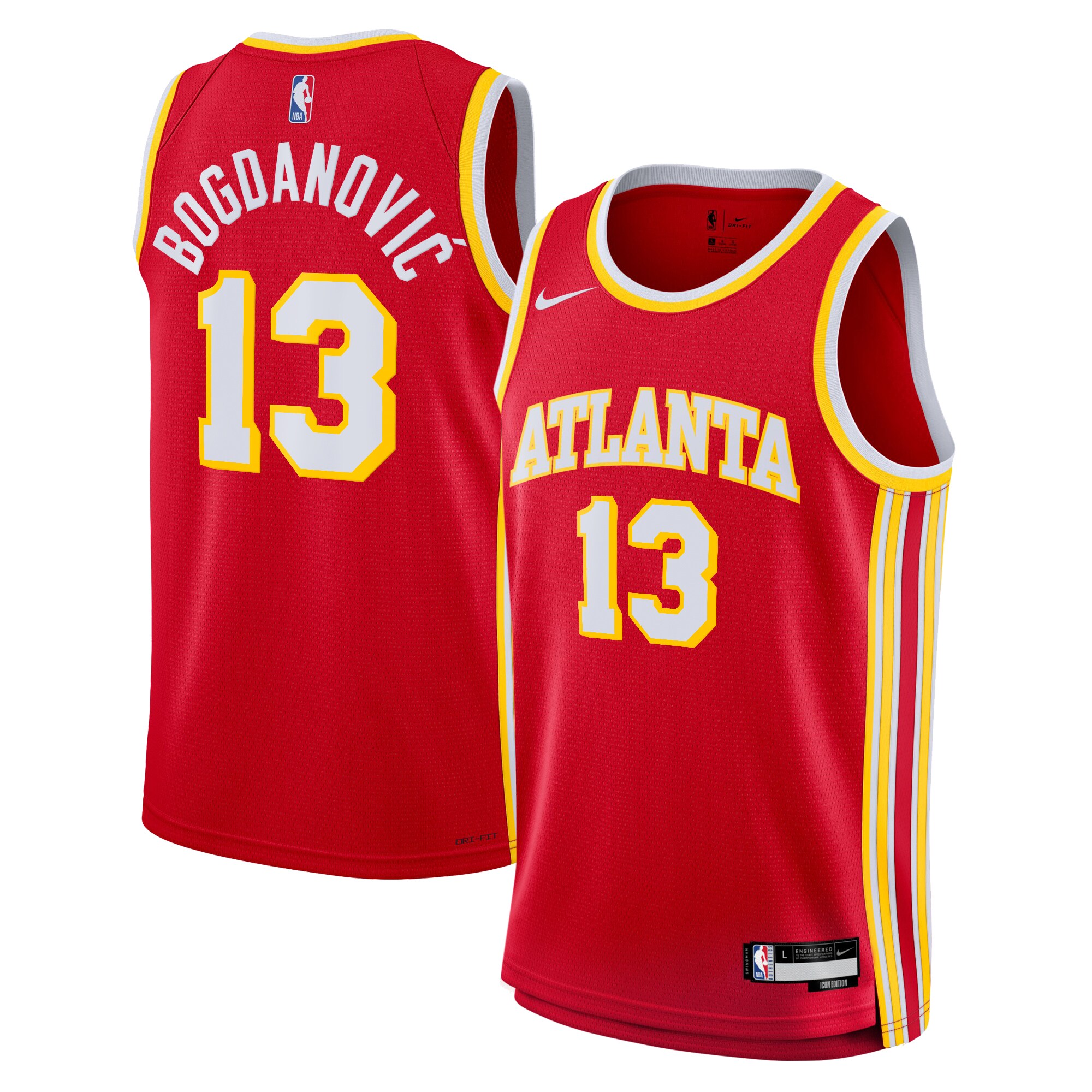 Atlanta Hawks Bogdan Bogdanovic Icon Swingman Jersey Red Youth S-3XL