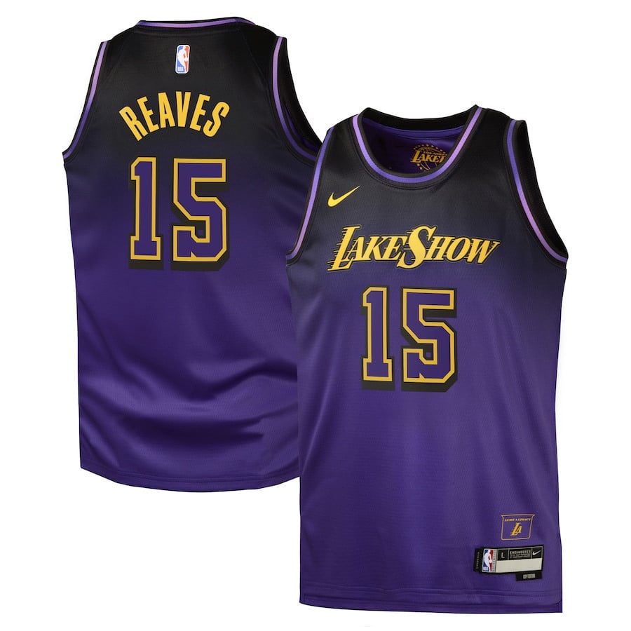 Austin Reaves 15 Los Angeles Lakers Youth City Edition Purple Swingman Jersey