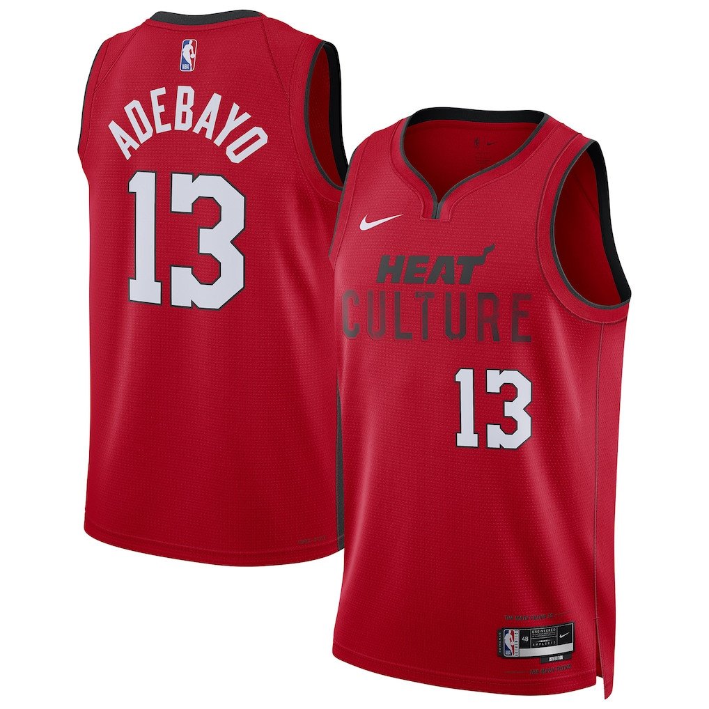 Bam Adebayo 13 Miami Heat Unisex 2024/25 Swingman City Edition Jersey Red Multicolor