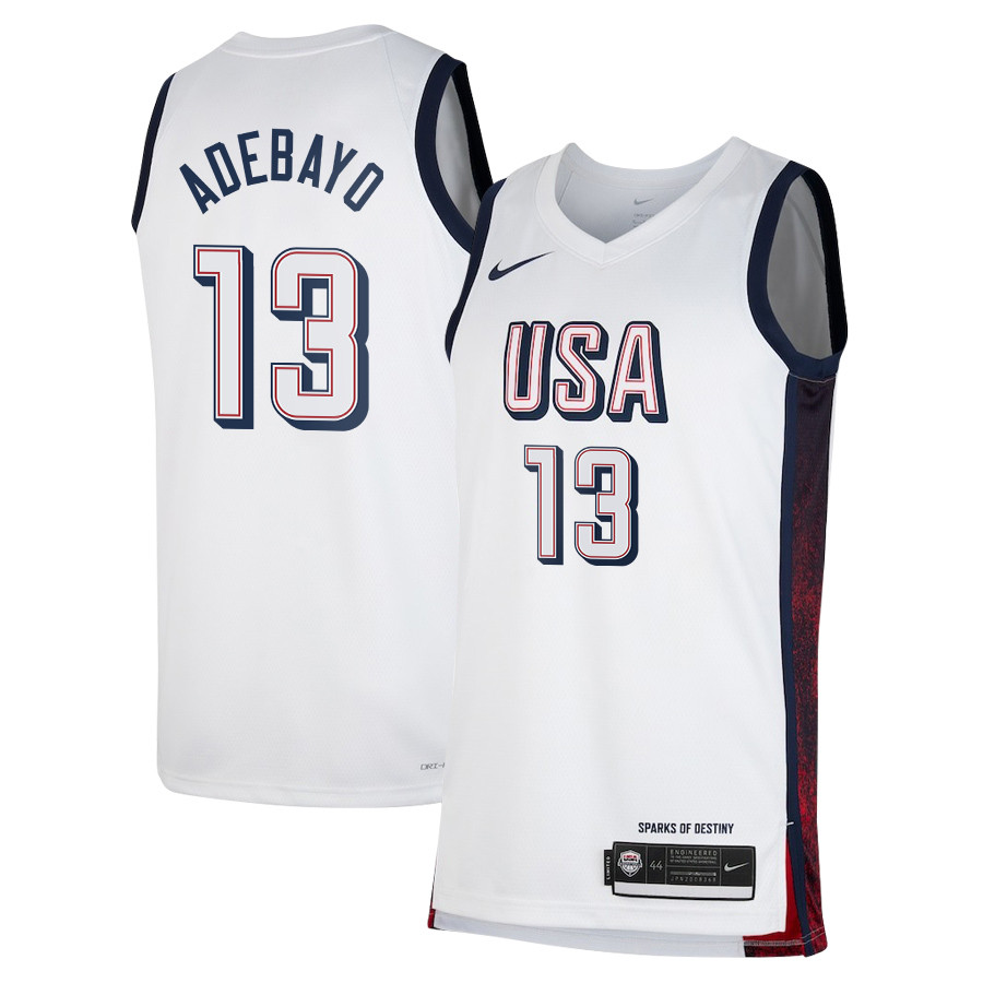 Bam Adebayo 13 USA Basketball 2024 Swingman Player Jersey White Unisex Adult