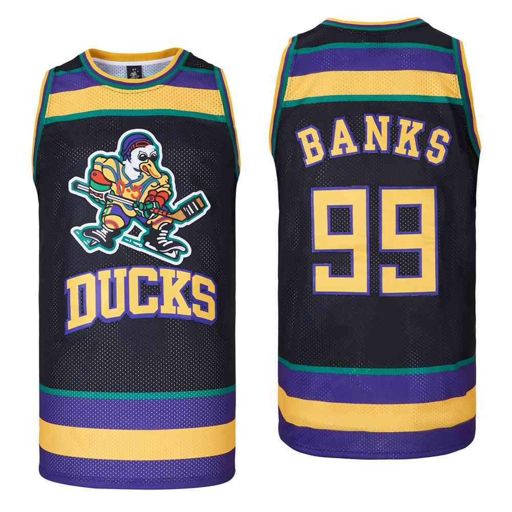 Banks 99 Mighty Ducks Swingman Jersey Black Unisex Adult Sizes S-3XL