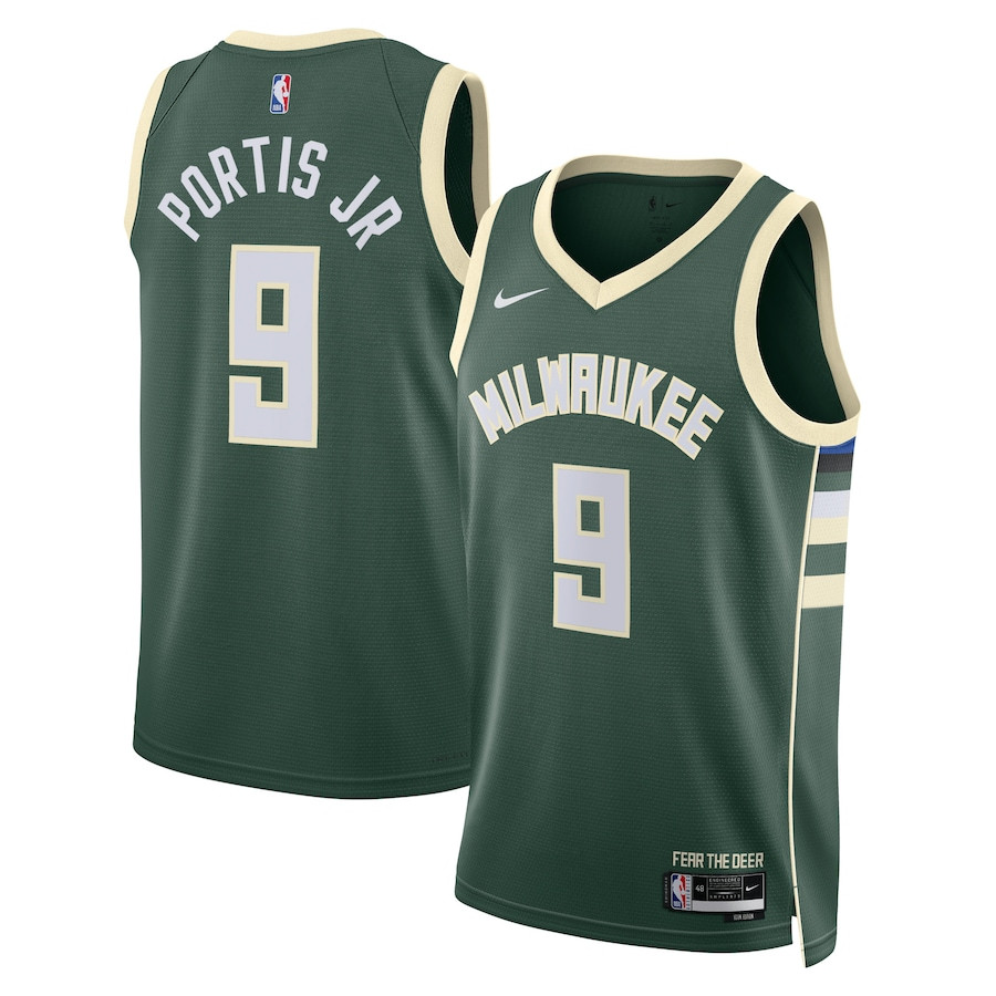 Bobby Portis Jr 9 Milwaukee Bucks Unisex Swingman Jersey Icon Edition Hunter Green