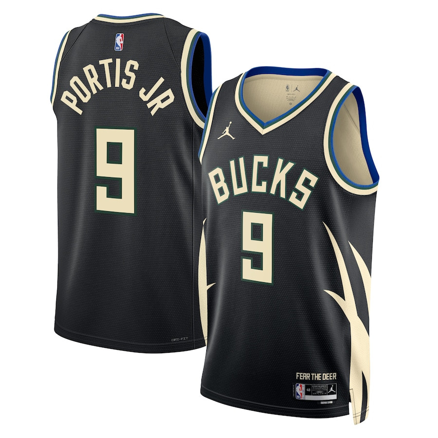 Bobby Portis Jr 9 Milwaukee Bucks Unisex Swingman Jersey Statement Edition Black