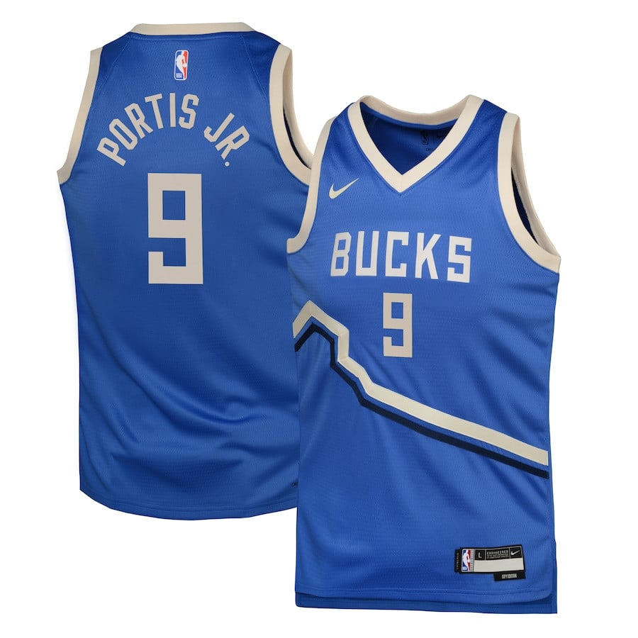 Bobby Portis Jr. 9 Milwaukee Bucks Youth City Edition Royal Swingman Jersey