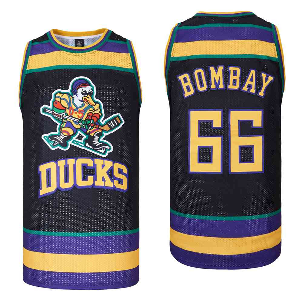 Bombay 66 Mighty Ducks Swingman Jersey Black Unisex Adult Sizes S-3XL