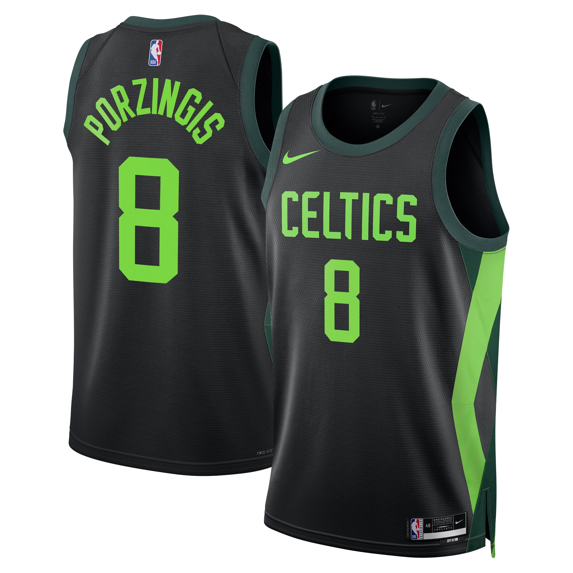 Boston Celtics City Edition Swingman Jersey 2024 Black Kristaps Porzingis Unisex
