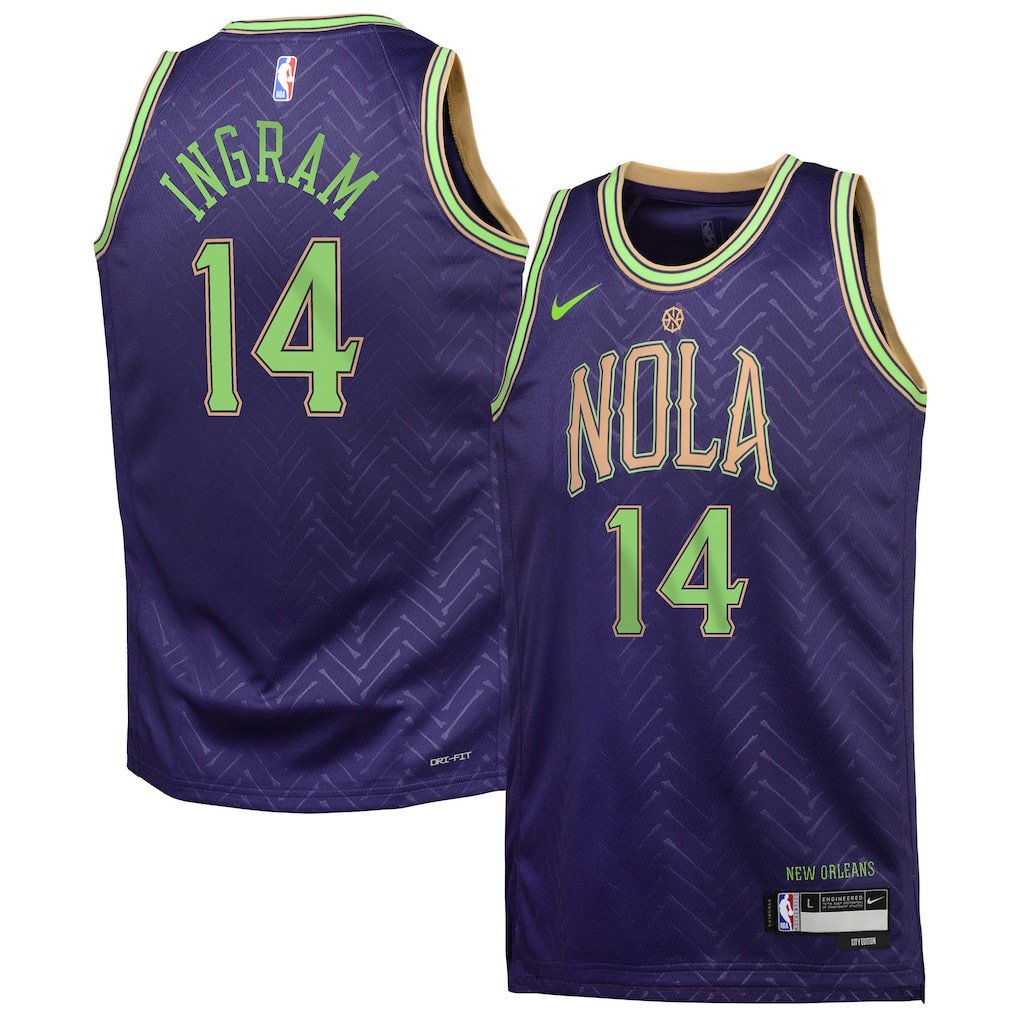 Brandon Ingram 14 New Orleans Pelicans Youth City Edition Purple Swingman Jersey