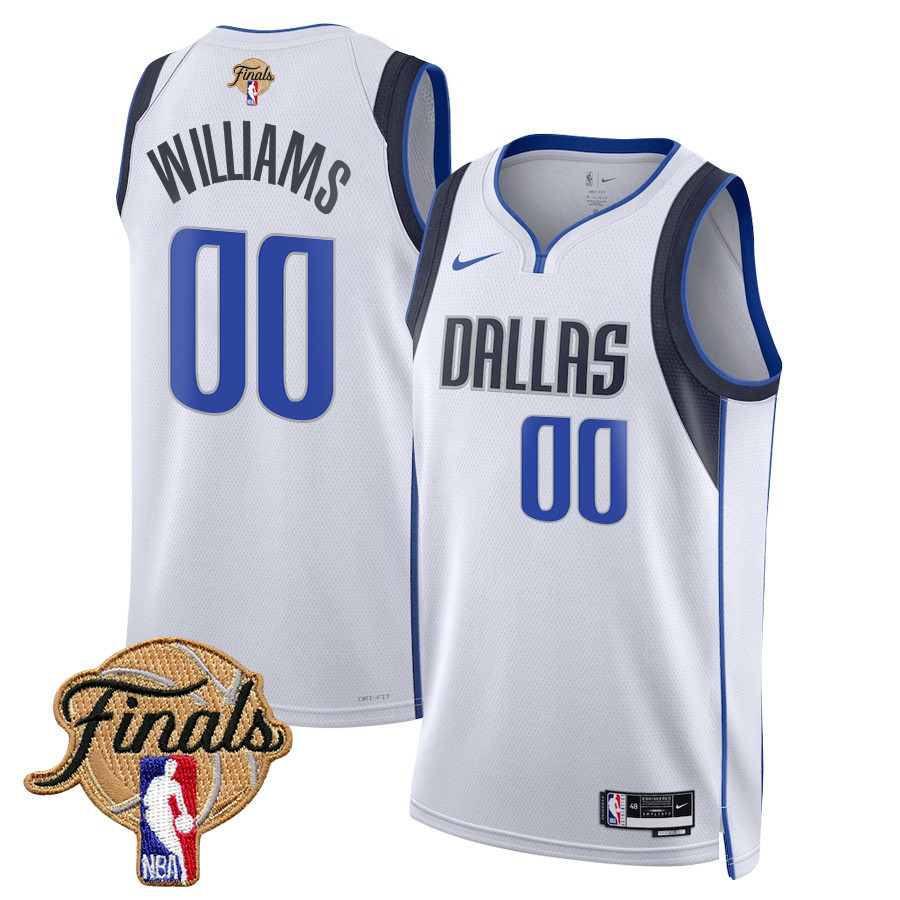 Brandon Williams 00 Dallas Mavericks 2024 Finals Patch Swingman Jersey Association Edition White
