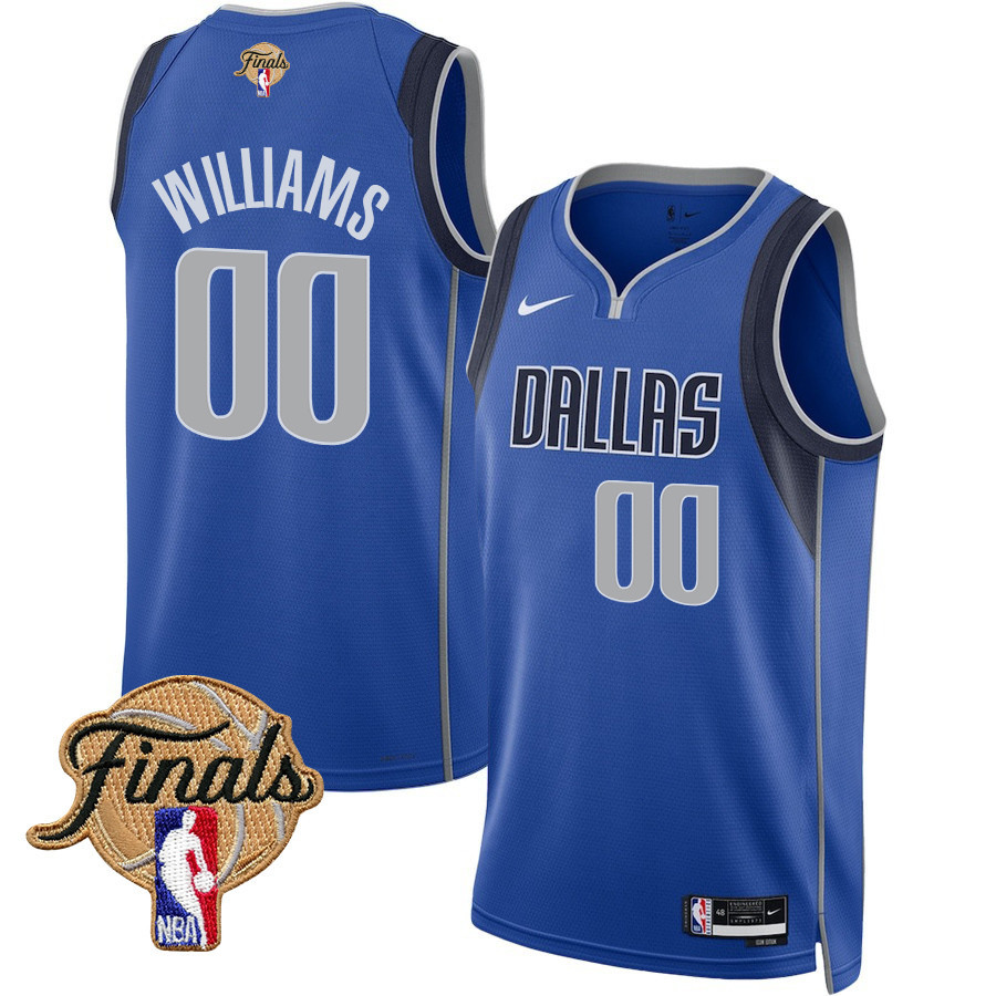 Brandon Williams 00 Dallas Mavericks 2024 Finals Patch Swingman Jersey Icon Edition Blue