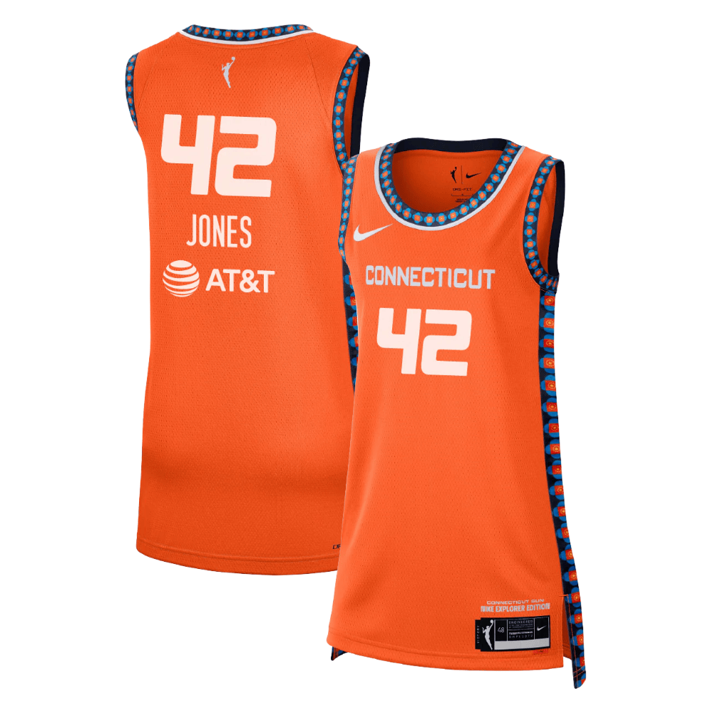 Brionna Jones 42 Connecticut Sun 2024 Explorer Edition Unisex Jersey Orange Multicolor
