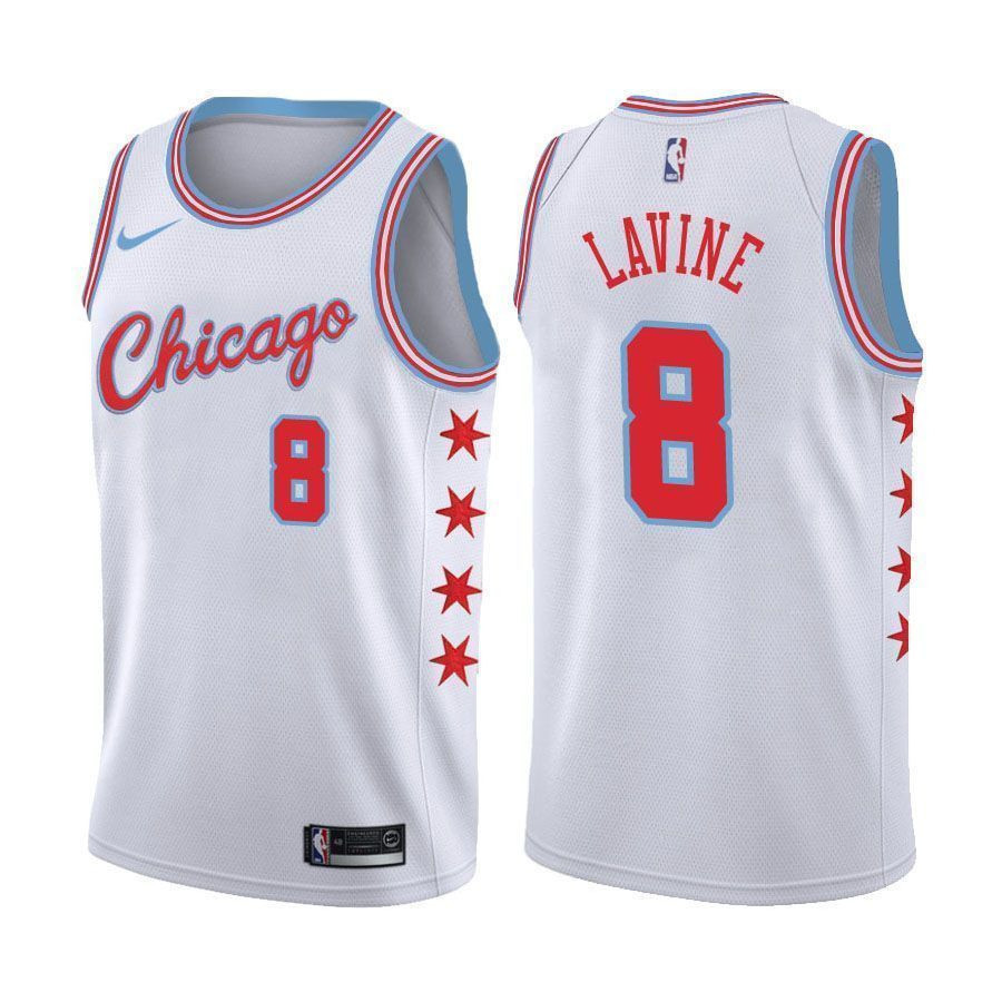 Bulls Zach LaVine #8 City Edition White Basketball Jersey Men's Sizes S-3XL