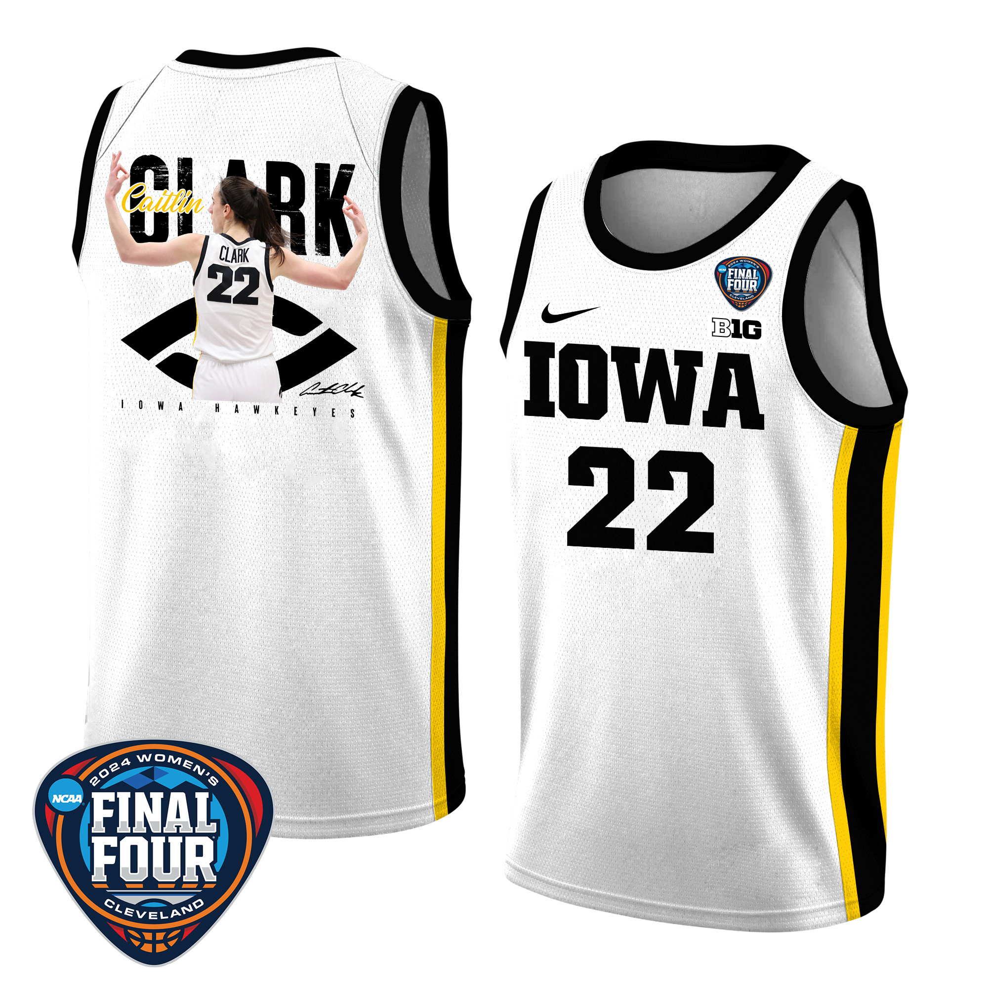 Caitlin Clark #22 Iowa Hawkeyes 2024 Basketball Jersey Graphic Pattern V2 White Multicolor Unisex