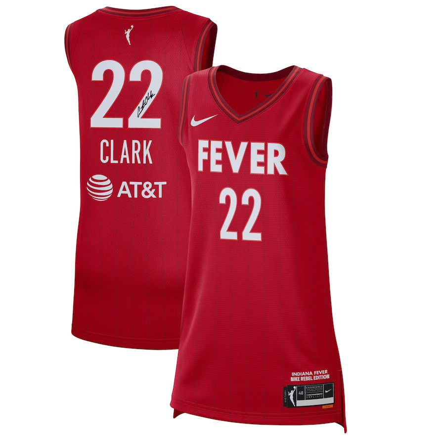 Caitlin Clark 22 Signed Indiana Fever 2024 WNBA Draft Rebel Edition Unisex Jersey - Red