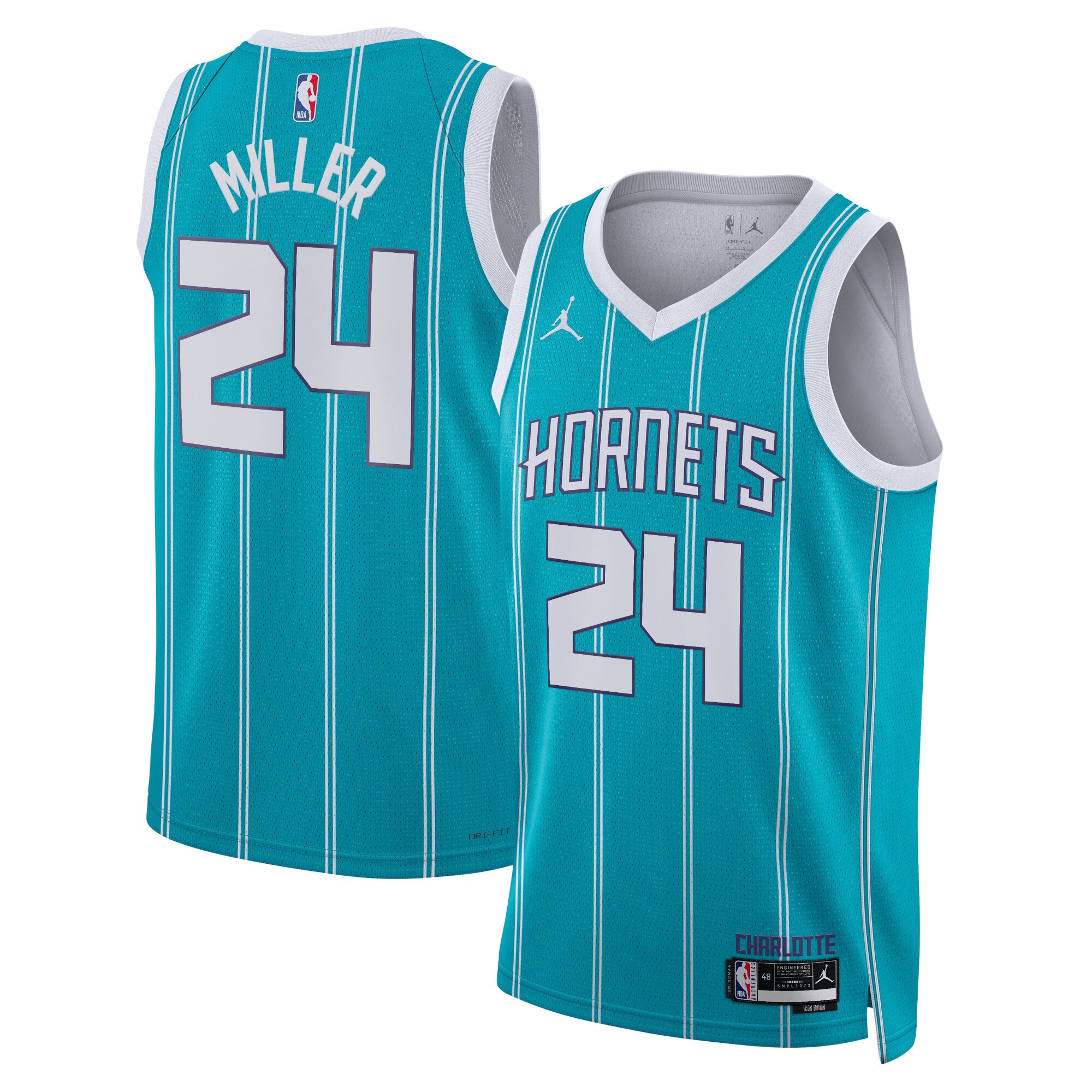 Charlotte Hornets Brandon Miller Icon Edition Swingman Jersey Teal Unisex