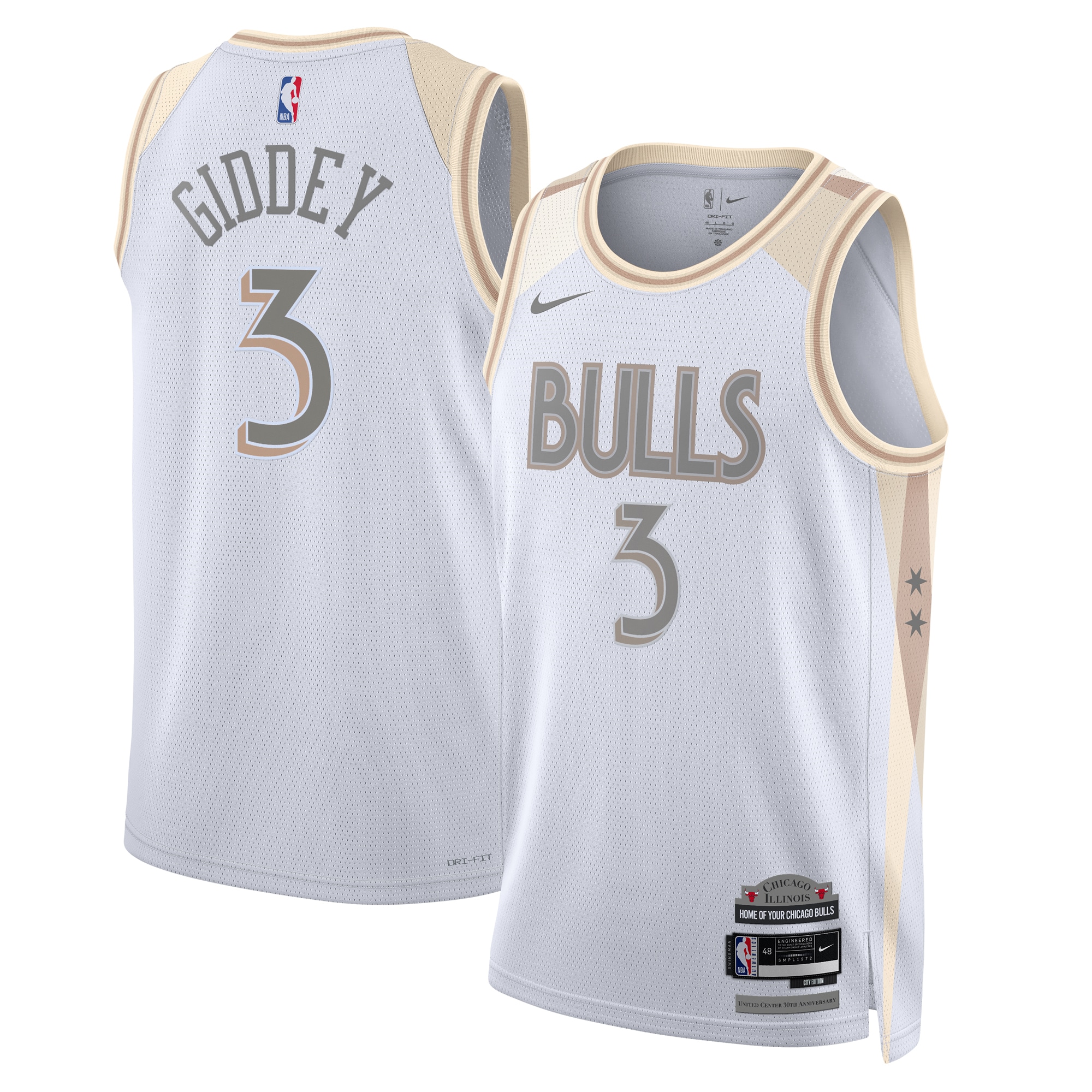 Chicago Bulls City Edition Swingman Jersey 2024 White Josh Giddey Unisex