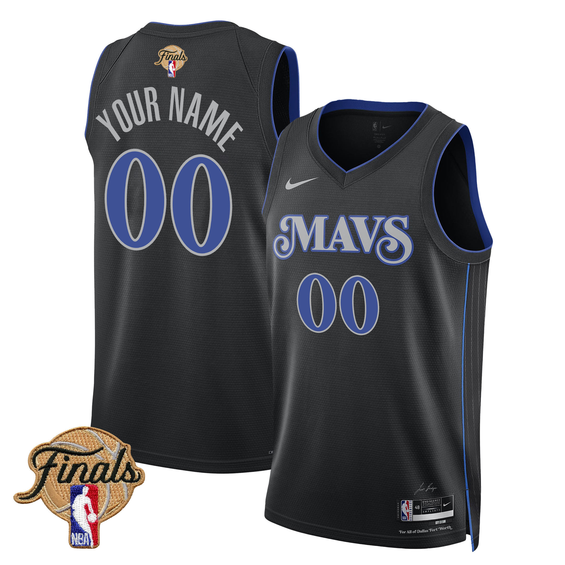 Dallas Mavericks 2024 Finals Patch Swingman Jersey Customized City Edition Black Unisex
