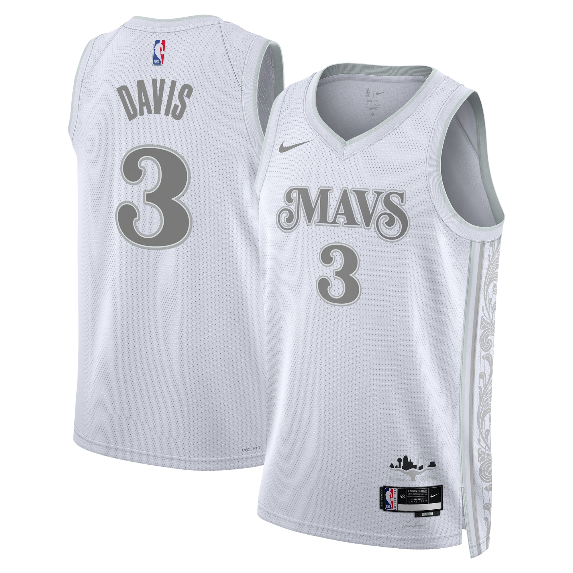 Dallas Mavericks City Edition Swingman Jersey 2024 White Anthony Davis Unisex