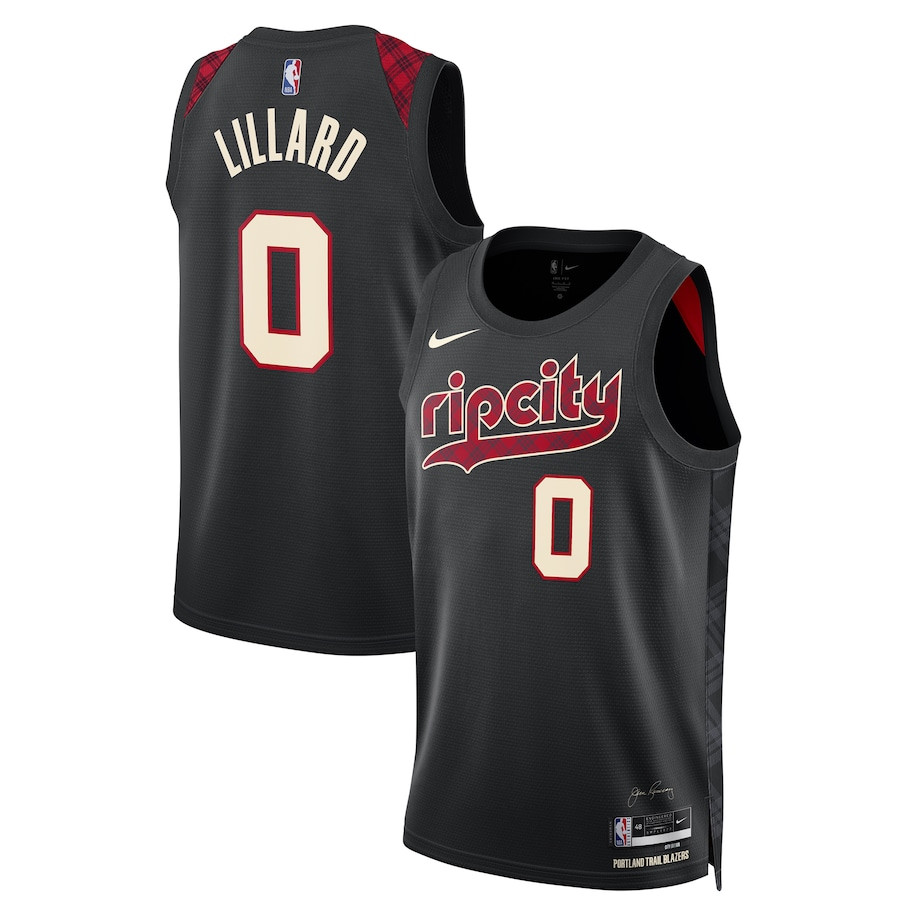 Damian Lillard 0 Portland Trail Blazers 2023/24 Swingman Jersey City Edition Unisex Black
