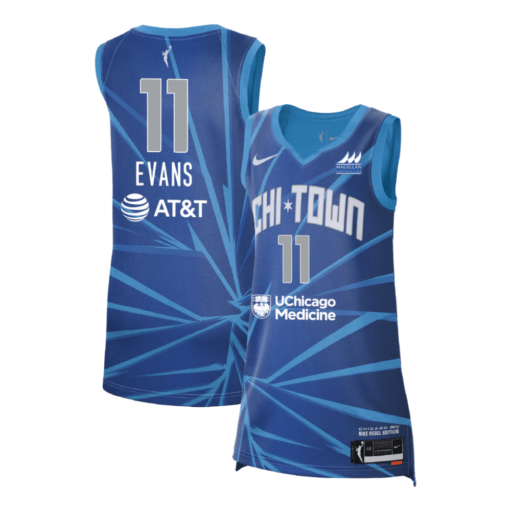 Dana Evans 11 Chicago Sky 2024 Rebel Edition Victory Jersey Unisex Sky Blue