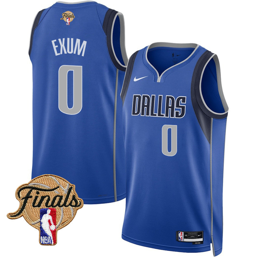 Dante Exum 0 Dallas Mavericks 2024 Finals Patch Swingman Jersey Icon Edition Blue