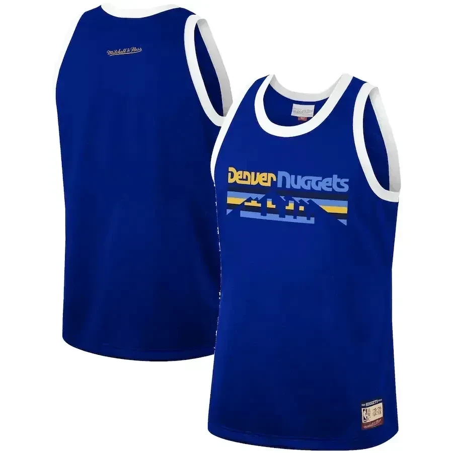 Denver Nuggets Mitchell & Ness Hardwood Classics Team Heritage Fashion Jersey Royal Multicolor Unisex