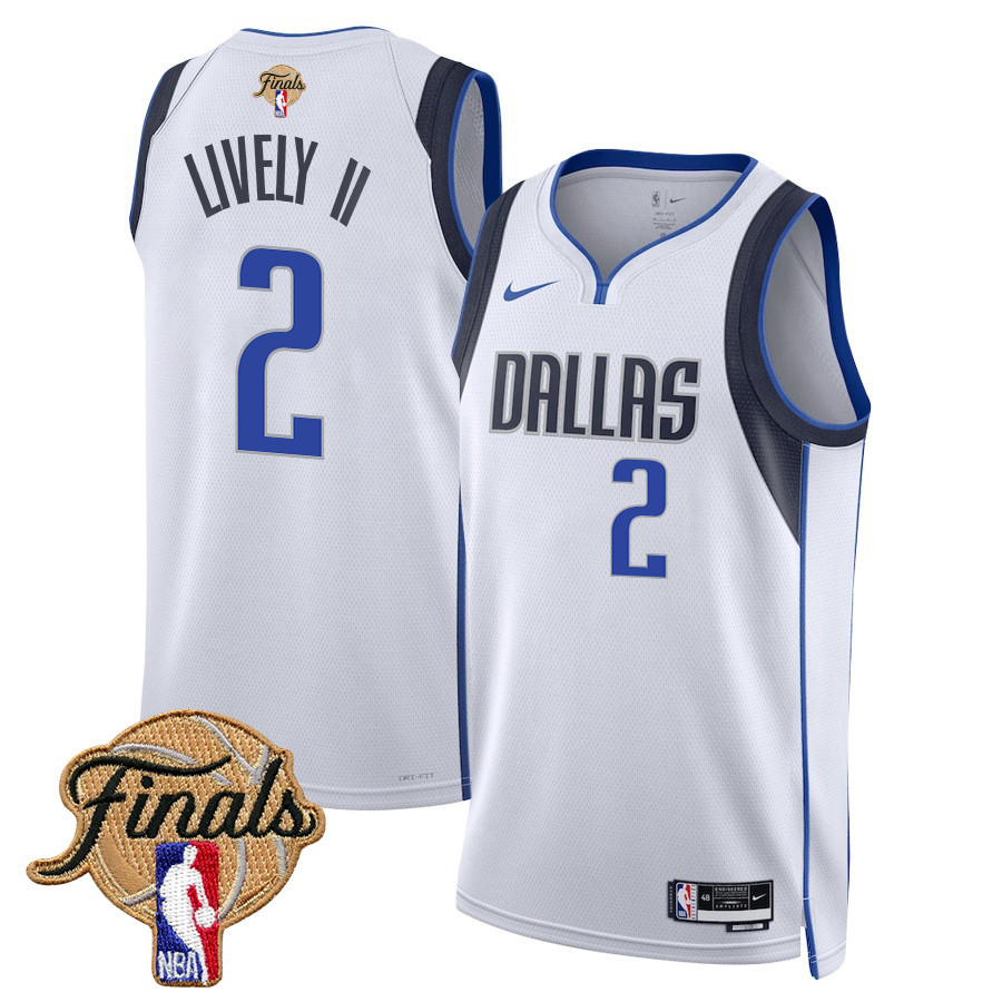 Dereck Lively II Dallas Mavericks 2024 Finals Patch Swingman Jersey Association Edition White