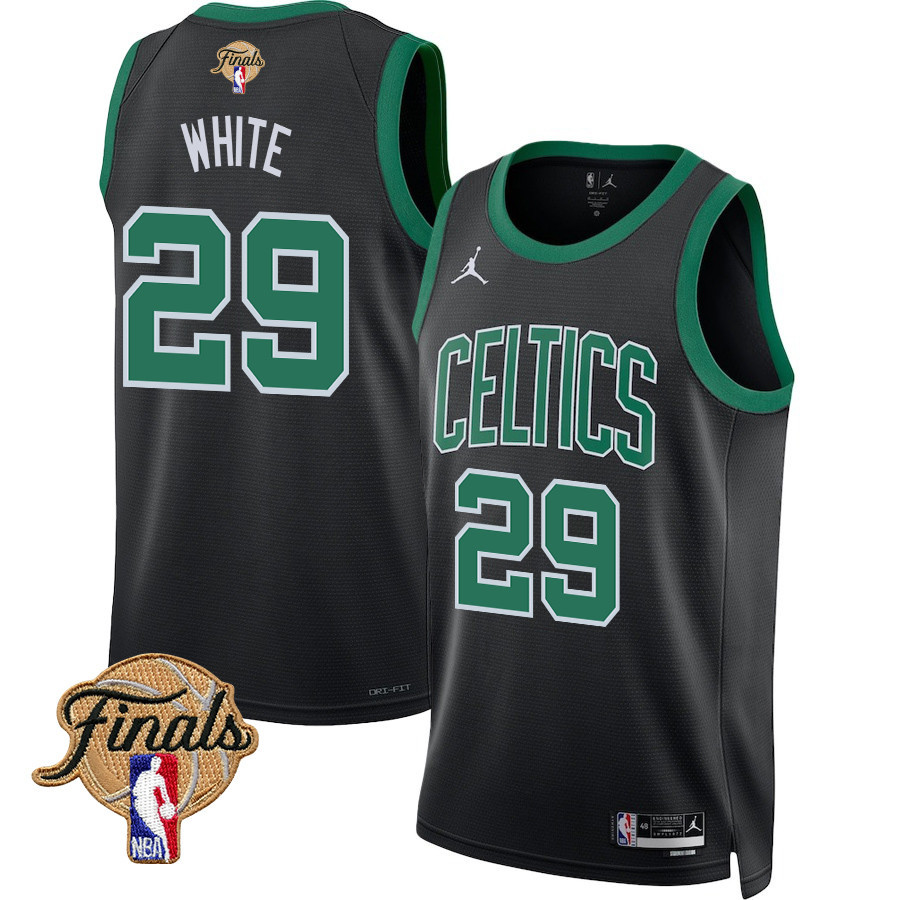 Derrick White 29 Boston Celtics 2024 Finals Patch Swingman Jersey Statement Edition Black