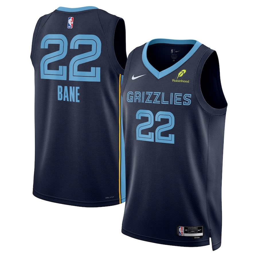 Desmond Bane 22 Memphis Grizzlies Unisex Swingman Badge Player Jersey Icon Edition Navy