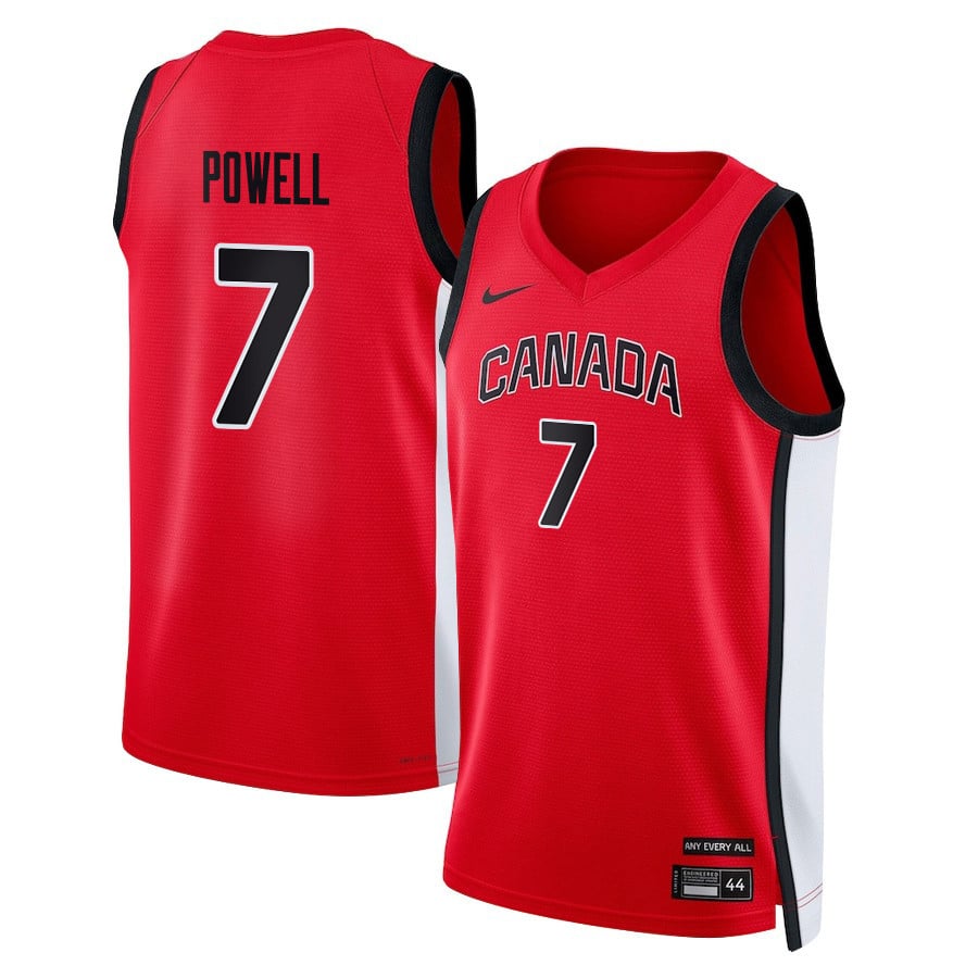 Dwight Powell 7 Canada Basketball Unisex 2024 Swingman Player Jersey Red Multicolor