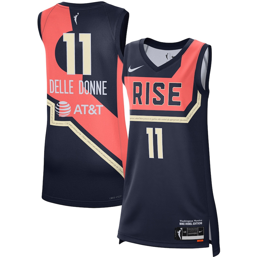 Elena Delle Donne 11 Washington Mystics Rebel Edition Navy Jersey - Unisex