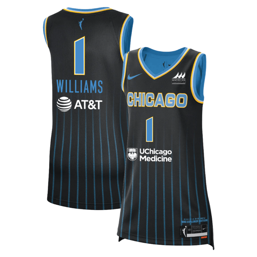 Elizabeth Williams #1 Chicago Sky Unisex Explorer Edition Victory Jersey Black Multicolor