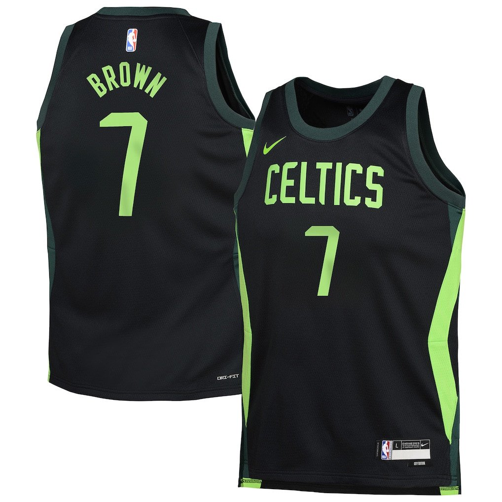 Jaylen Brown 7 Boston Celtics 2024/25 Youth Swingman Jersey City Edition Black