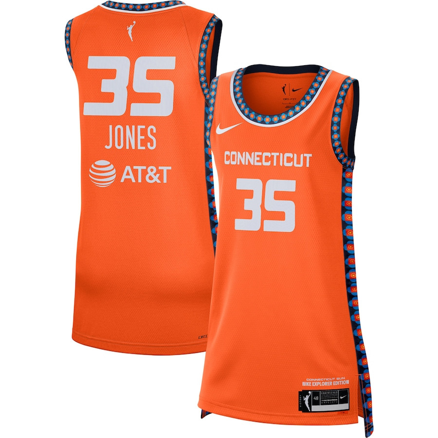 Jonquel Jones 35 Connecticut Sun Explorer Edition Jersey Orange Multicolor Unisex