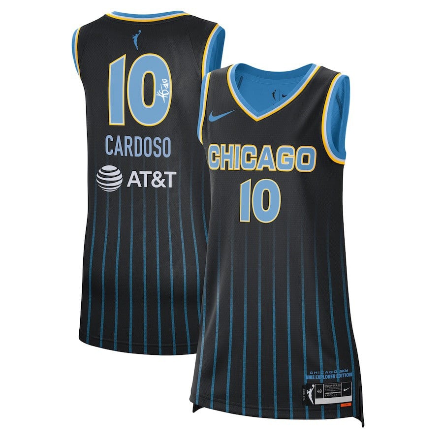 Kamilla Cardoso 10 Signed Chicago Sky Unisex Explorer Edition Victory Jersey Black Multicolor