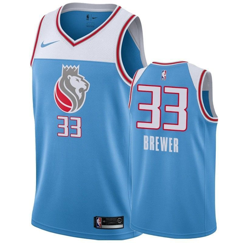 Kings Corey Brewer 33 City Blue Men's Jersey - Multicolor Polyester S-3XL