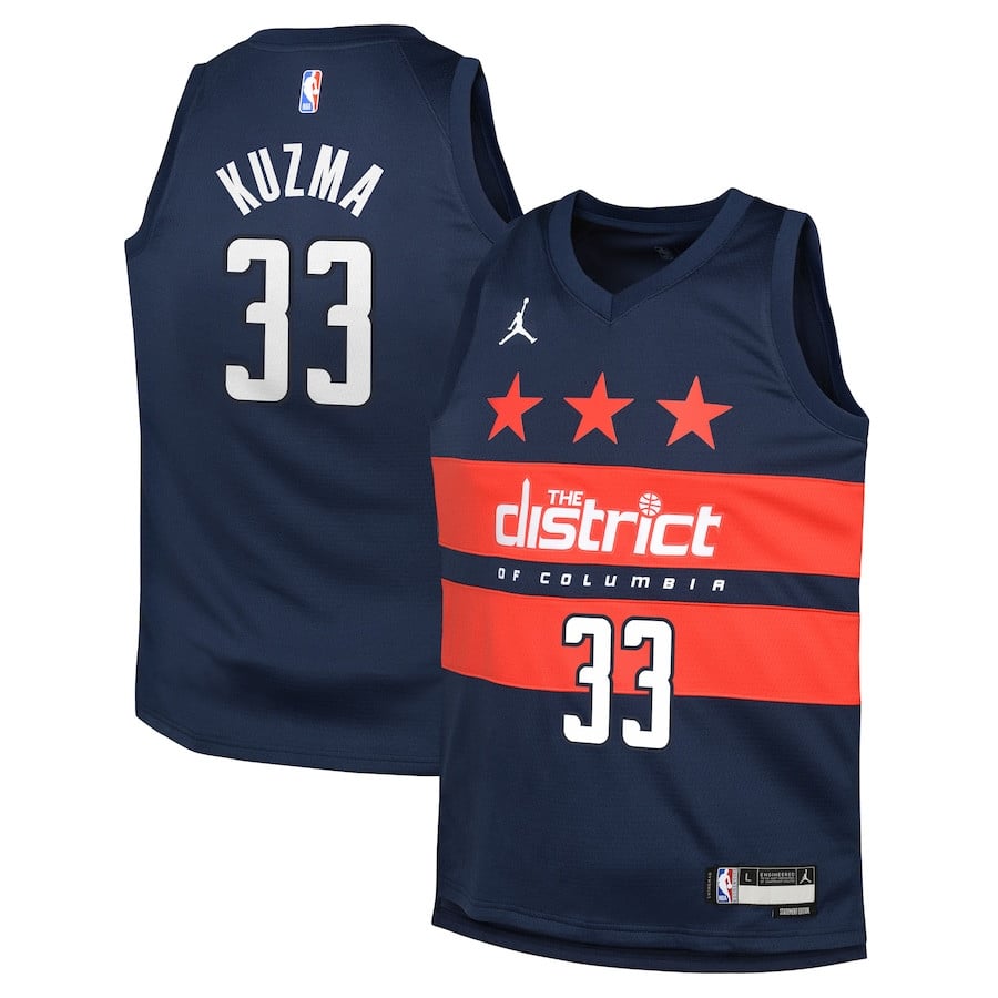 Kyle Kuzma 33 Washington Wizards Youth Swingman Jersey Statement Edition Navy
