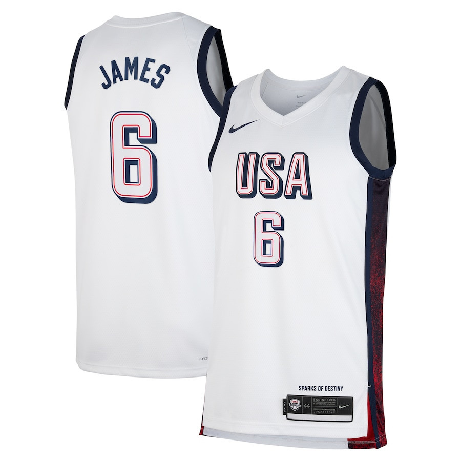 LeBron James USA Basketball 2024 Swingman Player Jersey White Men's Unisex