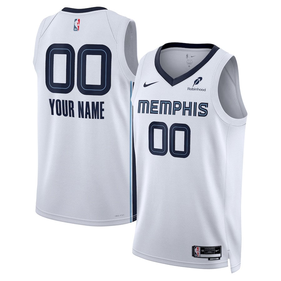 Memphis Grizzlies Unisex Custom Swingman Badge Jersey Association Edition White