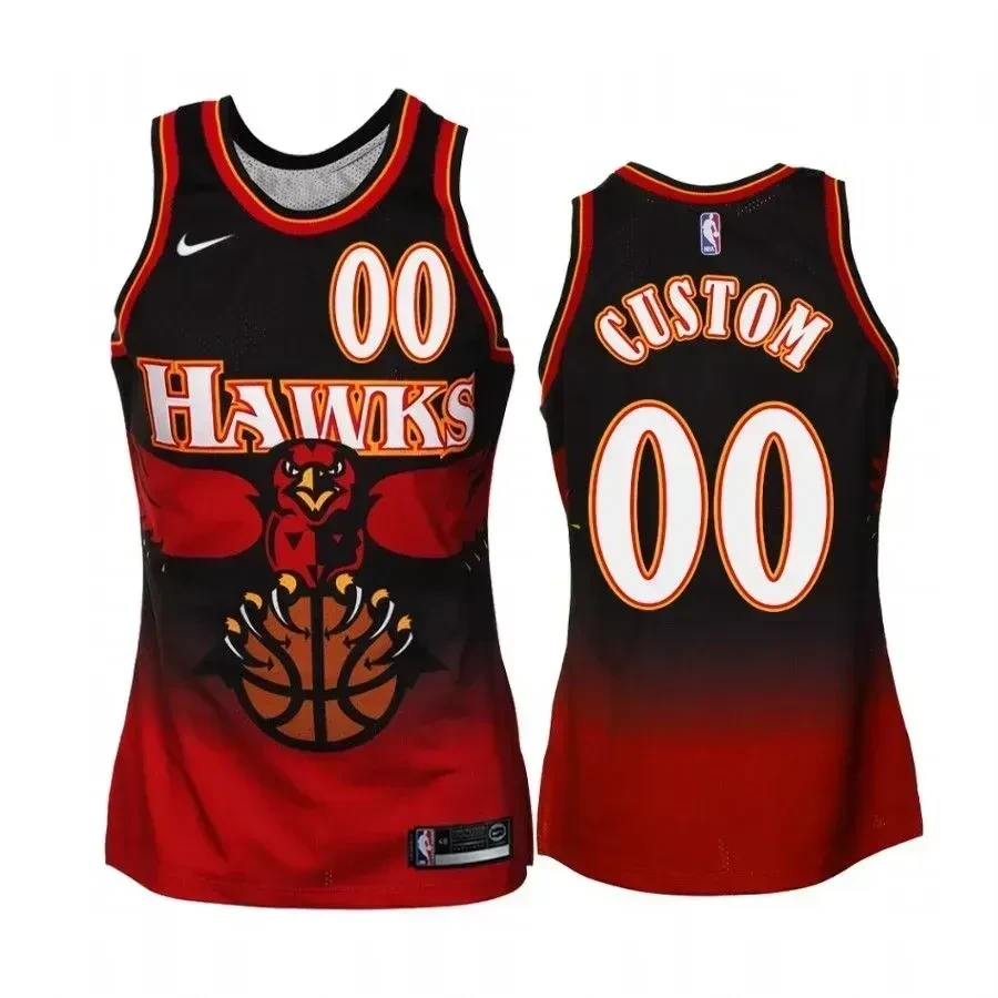 Men's Atlanta Hawks 00 Custom 1995-1999 Hardwood Classics NBA Jersey Multicolor