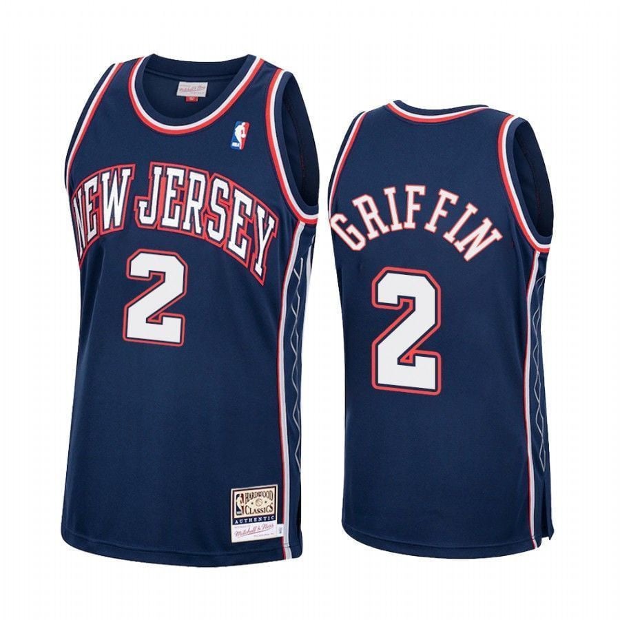 Men's Blake Griffin 2 Brooklyn Nets Hardwood Classics Jersey Navy Polyester