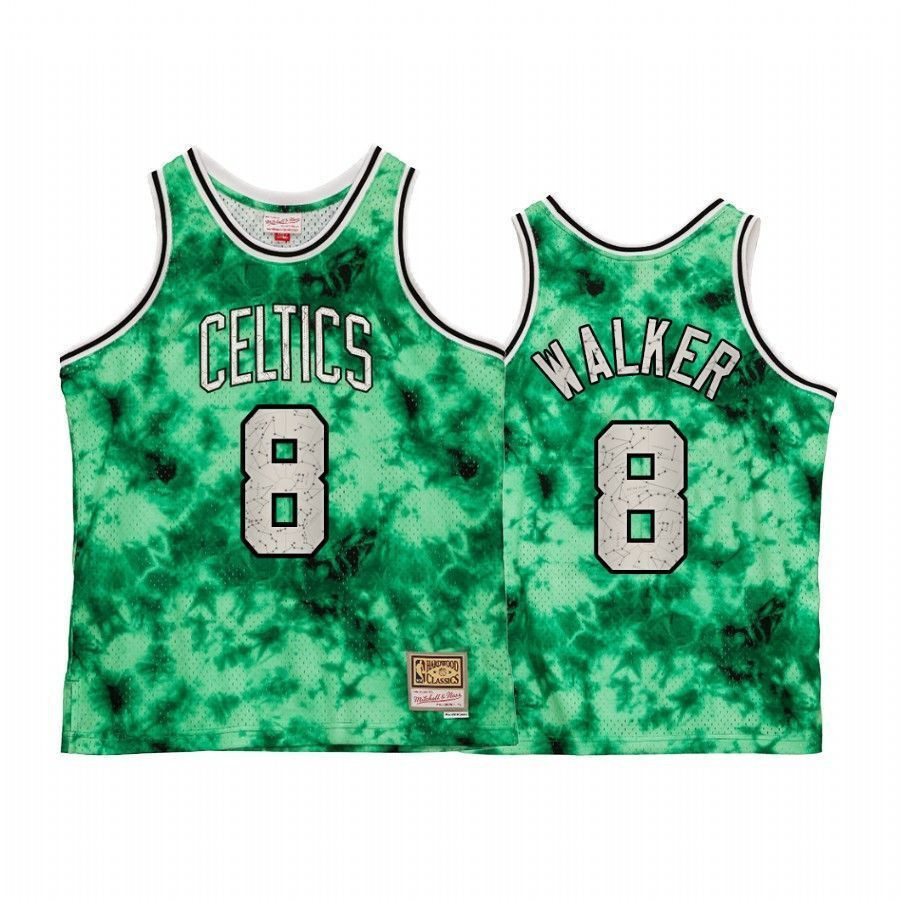 Men's Boston Celtics Kemba Walker Galaxy Constellation Jersey Green Vintage Multicolor