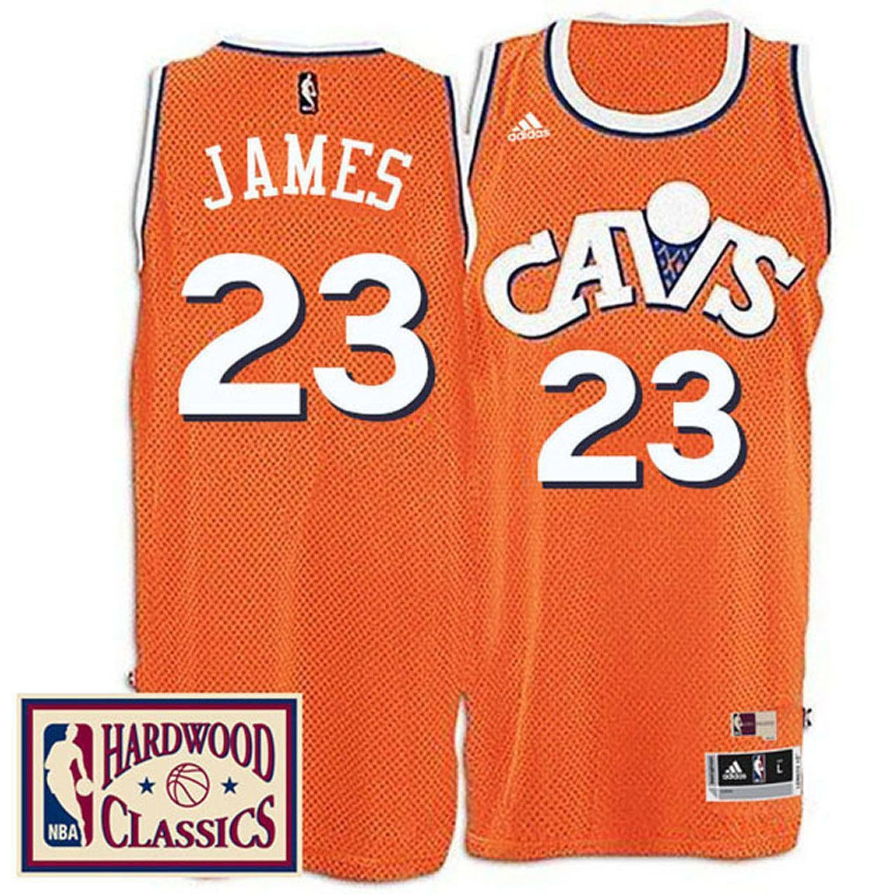 Men's Cleveland Cavaliers LeBron James 2016-17 Hardwood Classics Throwback Orange Jersey