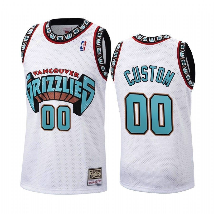 Men's Custom Memphis Grizzlies White Hardwood Classics 1998 Jersey