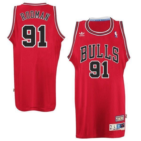 Men's Dennis Rodman Chicago Bulls Red Hardwood Classics Swingman Jersey