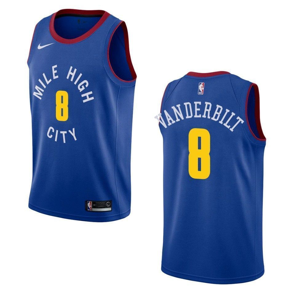 Men's Denver Nuggets Jarred Vanderbilt #8 Statement Swingman Jersey Blue