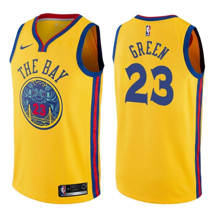 Men's Draymond Green 23 Warriors City Edition Gold Basketball Jersey