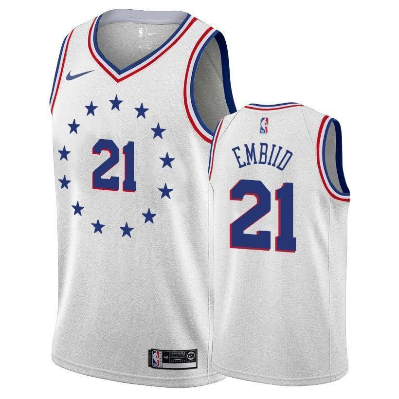 Men's Joel Embiid 21 Philadelphia 76ers Earned Edition Gray Jersey